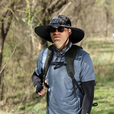 ⏰Today Only €5.9⏰SHANRONG Sun Hat with Solar Fan, USB Recharging 2 Solar Fan Wide Brim Sun Hat, Convenient Solar Powered Breathable Adjustable Sun - Image 3